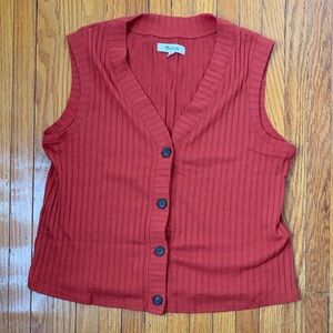 Madewell Red Button-Up Sleeveless Cardigan